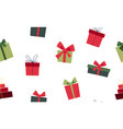 seamless pattern with red and green christmas gift vector image vector image
