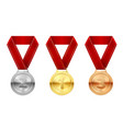 sport medals set reward honor symbol vector image