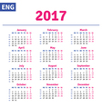 english calendar 2017 vector image