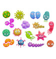 virus bacteria germ microbe cartoon characters vector image