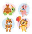 birthday cartoon animal set vector image