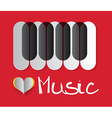 love music with piano keyboard and paper hea vector image vector image