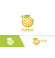 pizza and leaf logo combination food vector image