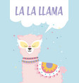 cute flat with a llama alpaca vector image