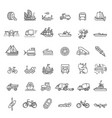transport icons thin line design vector image