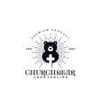 vintage retro rustic church with bear logo design vector image