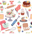 confectionery seamless pattern cartoon desserts vector image vector image
