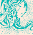 graphic drawing face girl hair long curls vector image
