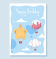 happy birthday card with air balloons vector image