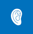 human ear symbol isolated on blue background vector image