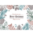 christmas vintage invitation winter fir pine vector image vector image