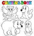 coloring book happy winter animals vector image