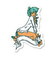 tattoo sticker a pinup girl wearing shirt vector image vector image