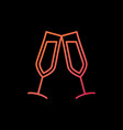 two wine glasses colorful outline icon vector image