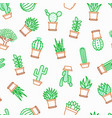 cactus and succulents in pots seamless pattern vector image vector image