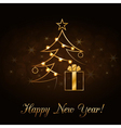 christmas tree happy new year gold background vector image