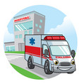 cartoon ambulance car vector image