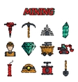 mining flat icon set vector image