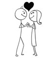 stick man cartoon of and woman in love vector image vector image