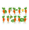carrot funny character promo sale discount set vector image vector image