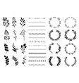 flowers vignettes and wreaths mega set in flat vector image vector image