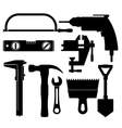 silhouettes of construction tools vector image