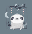 a funny sloth cute vector image vector image