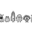 cute monsters coloring border seamless vector image vector image
