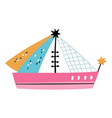 cute sailboat in childish style sailing fishing vector image