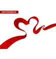 realistic red ribbon in a heart position vector image