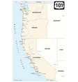 map of us highway 101 on the west coast usa vector image