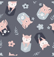 seamless pattern with adorable foxes in pockets vector image vector image