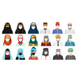 east men and women in masks character cartoon flat vector image vector image