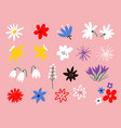 flower icon collection flat cartoon vector image vector image