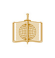 globe and sword on the background of an open bible vector image