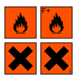 extremely flammable and harmful sign set vector image vector image