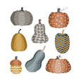 set of unusual pumpkins with doodle ornament vector image vector image