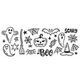 halloween doodle elements set funny sketches vector image vector image
