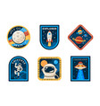 astronaut space patch colorful logo design label vector image