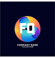 fq initial logo with colorful circle template vector image vector image