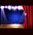 theater stage with a red curtain and hand vector image vector image