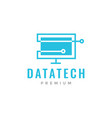 desktop monitor with line technology logo design vector image