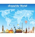 travel composition with famous world landmarks vector image