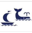 whale and yacht vector image