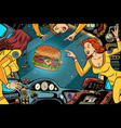 women astronauts in the cabin of a spaceship vector image vector image