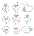 set cartoon sheeps in different positions vector image vector image