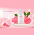 skin cosmetic ads woman cream or perfume bottle vector image