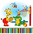 animals play basketball vector image