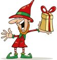christmas elf with special gift vector image