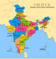 detailed map of india asia with all states vector image